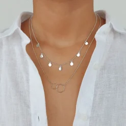 Studio Jewellery Necklaces-7 Circles Silver Necklace