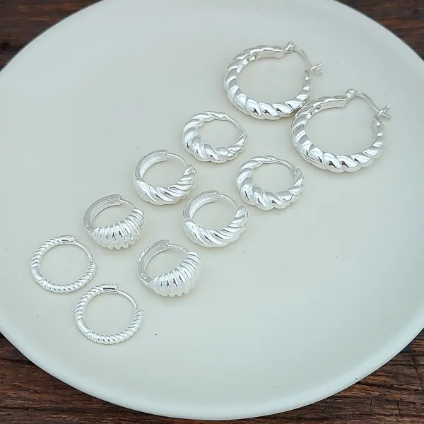 Studio Jewellery Earrings | Hoop Earrings-Classic Croissant Silver Hoop Earrings