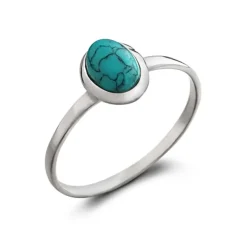 Studio Jewellery Gem Stone Rings | Rings-Classic Oval Turquoise Silver Ring