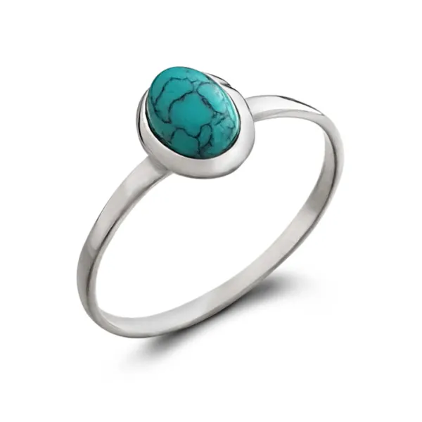 Studio Jewellery Gem Stone Rings | Rings-Classic Oval Turquoise Silver Ring