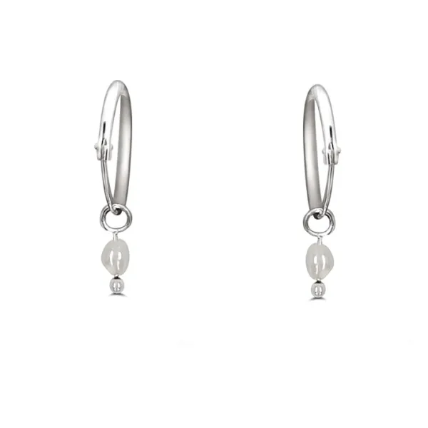 Studio Jewellery Hoop Earrings | Earrings-Classic Pearl Hoop Charm Earrings