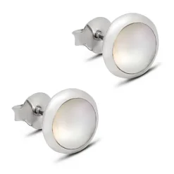 Studio Jewellery Stud Earrings | Earrings-Classic White Shell Silver Earring Studs