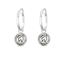 Studio Jewellery Hoop Earrings | Earrings-Coin Charm Hoop Earrings