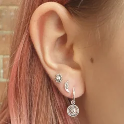Studio Jewellery Hoop Earrings | Earrings-Coin Charm Hoop Earrings