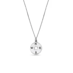 Studio Jewellery Necklaces-Compass Silver Necklace