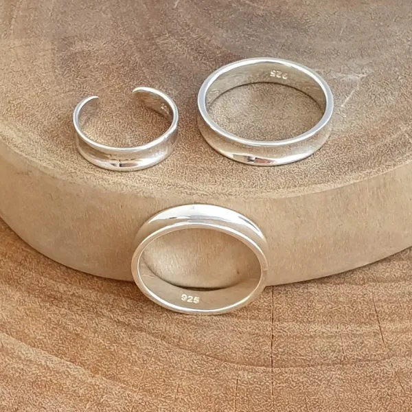 Studio Jewellery Rings | Feature & Stacker Rings-Concave Silver Band Ring
