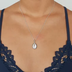 Studio Jewellery Necklaces-Cowrie Shell Silver Necklace