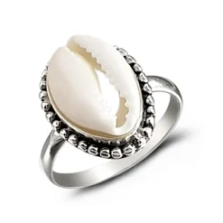 Studio Jewellery Gem Stone Rings | Rings-Cowrie Shell Silver Ring