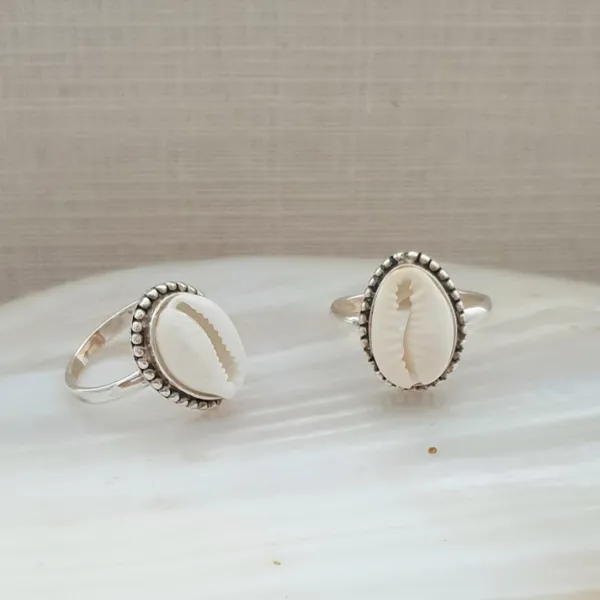 Studio Jewellery Gem Stone Rings | Rings-Cowrie Shell Silver Ring