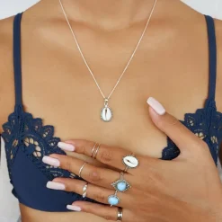 Studio Jewellery Gem Stone Rings | Rings-Cowrie Shell Silver Ring