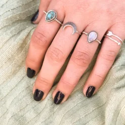 Studio Jewellery Feature & Stacker Rings | Rings-Crescent Moon Silver Boho Ring