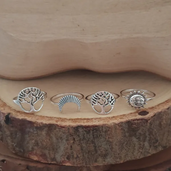 Studio Jewellery Feature & Stacker Rings | Rings-Crescent Moon Silver Boho Ring