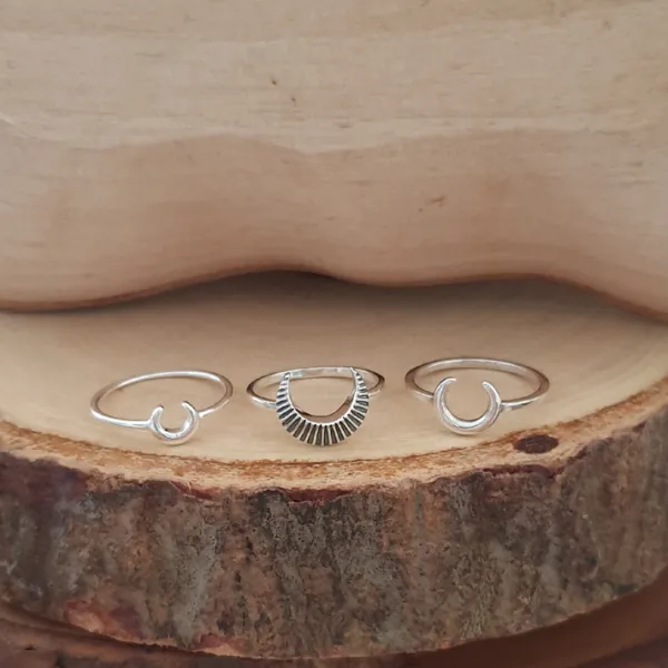 Studio Jewellery Feature & Stacker Rings | Rings-Crescent Moon Silver Boho Ring