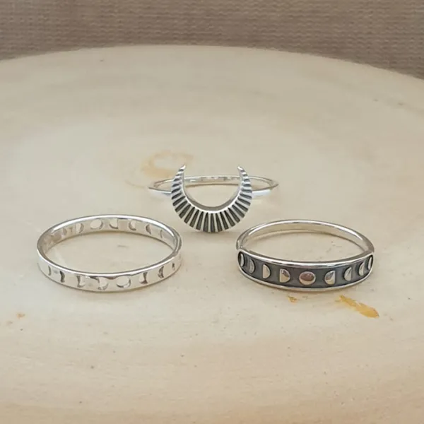 Studio Jewellery Feature & Stacker Rings | Rings-Crescent Moon Silver Boho Ring