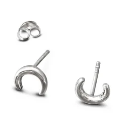 Studio Jewellery Stud Earrings | Earrings-Crescent Moon Silver Earring Studs
