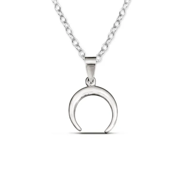 Studio Jewellery Necklaces-Crescent Moon Silver Pendent Necklace