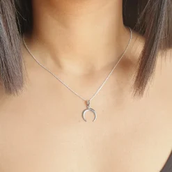 Studio Jewellery Necklaces-Crescent Moon Silver Pendent Necklace
