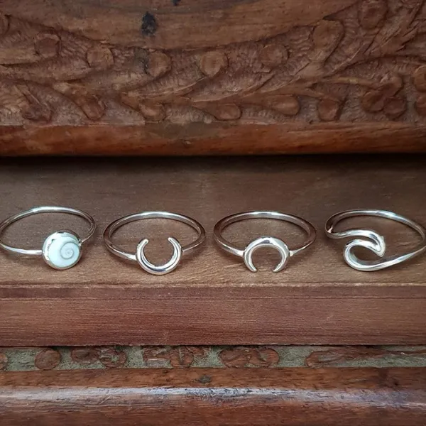 Studio Jewellery Feature & Stacker Rings | Rings-Crescent Moon Silver Ring