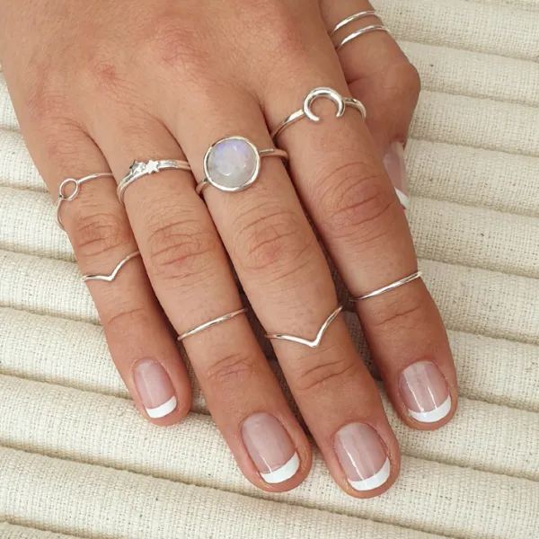 Studio Jewellery Feature & Stacker Rings | Rings-Crescent Moon Silver Ring
