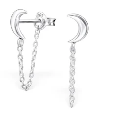 Studio Jewellery Stud Earrings | Earrings-Crescent Moon Silver Stud Earring Jacket