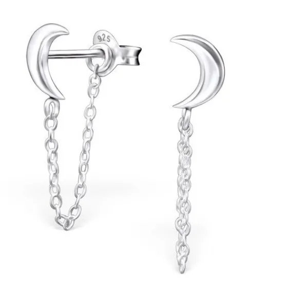 Studio Jewellery Stud Earrings | Earrings-Crescent Moon Silver Stud Earring Jacket