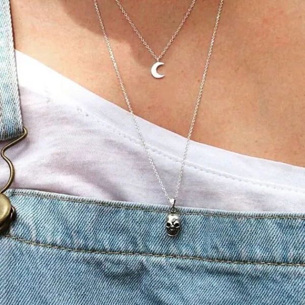 Studio Jewellery Necklaces-Crescent Moon Sterling Silver Pendant Necklace