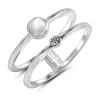 Studio Jewellery Feature & Stacker Rings | Rings-Crystal Double Band Silver Ring