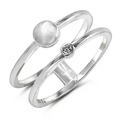 Studio Jewellery Feature & Stacker Rings | Rings-Crystal Double Band Silver Ring