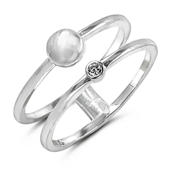 Studio Jewellery Feature & Stacker Rings | Rings-Crystal Double Band Silver Ring