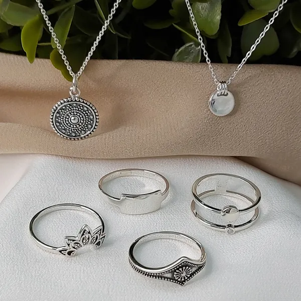 Studio Jewellery Feature & Stacker Rings | Rings-Crystal Double Band Silver Ring