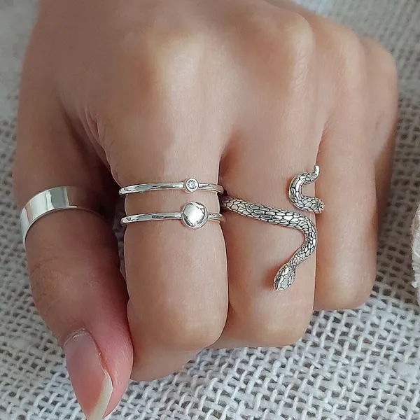 Studio Jewellery Feature & Stacker Rings | Rings-Crystal Double Band Silver Ring