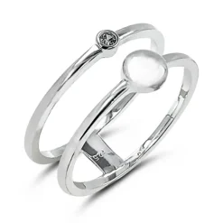 Studio Jewellery Feature & Stacker Rings | Rings-Crystal Double Band Silver Ring