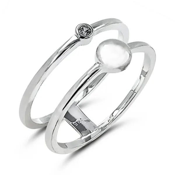 Studio Jewellery Feature & Stacker Rings | Rings-Crystal Double Band Silver Ring