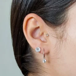 Studio Jewellery Hoop Earrings | Earrings-Cubic Zirconia Silver Charm Hoop Earrings