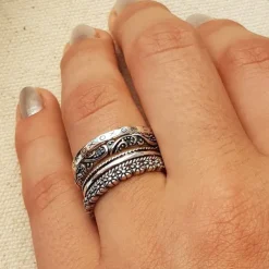 Studio Jewellery Feature & Stacker Rings | Rings-Daisy Series Band Ring in Solid 925 Sterling Silver