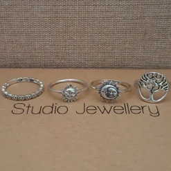 Studio Jewellery Feature & Stacker Rings | Rings-Daisy Series Band Ring in Solid 925 Sterling Silver