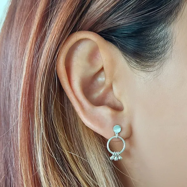 Studio Jewellery Stud Earrings | Earrings-Dangly Dots Silver Earring Studs