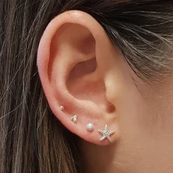 Studio Jewellery Stud Earrings | Earrings-3 Dot Ball Silver Earring Studs