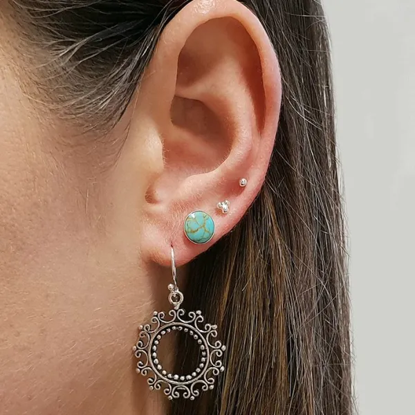 Studio Jewellery Stud Earrings | Earrings-3 Dot Ball Silver Earring Studs