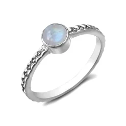 Studio Jewellery Gem Stone Rings | Rings-Dot Band Moonstone Silver Gemstone Ring