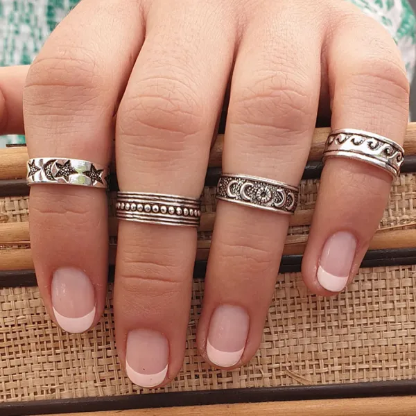 Studio Jewellery Midi And Knuckle Rings | Rings-Dot Band Silver Knuckler Ring