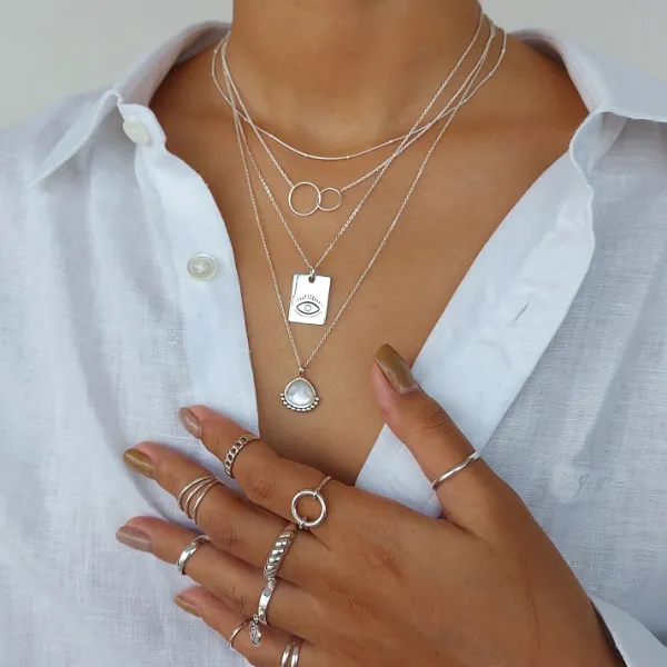 Studio Jewellery Necklaces-Dot Chain Silver Necklace