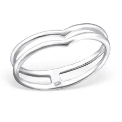 Studio Jewellery Feature & Stacker Rings | Rings-Double Chevron Fine Sterling Silver Ring