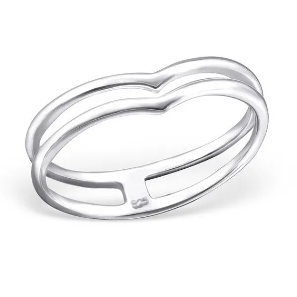Studio Jewellery Feature & Stacker Rings | Rings-Double Chevron Fine Sterling Silver Ring