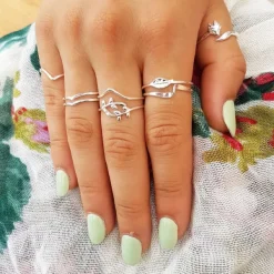 Studio Jewellery Feature & Stacker Rings | Rings-Double Chevron Fine Sterling Silver Ring
