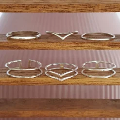 Studio Jewellery Feature & Stacker Rings | Rings-Double Chevron Fine Sterling Silver Ring