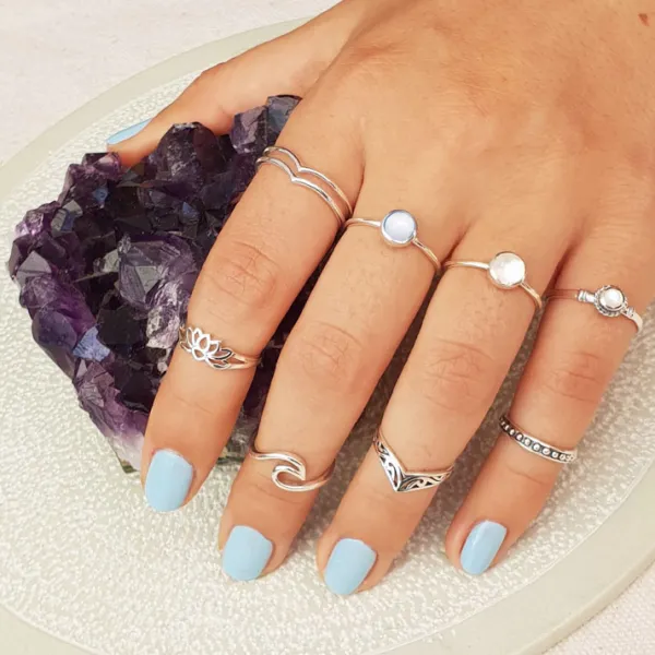 Studio Jewellery Feature & Stacker Rings | Rings-Double Chevron Fine Sterling Silver Ring