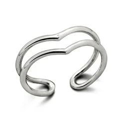 Studio Jewellery Midi And Knuckle Rings | Rings-Double Chevron Silver Midi Ring