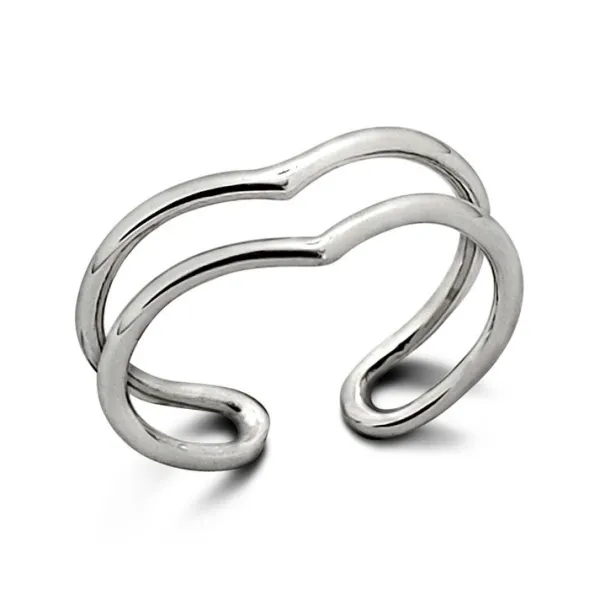 Studio Jewellery Midi And Knuckle Rings | Rings-Double Chevron Silver Midi Ring