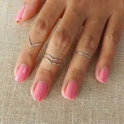 Studio Jewellery Midi And Knuckle Rings | Rings-Double Chevron Silver Midi Ring